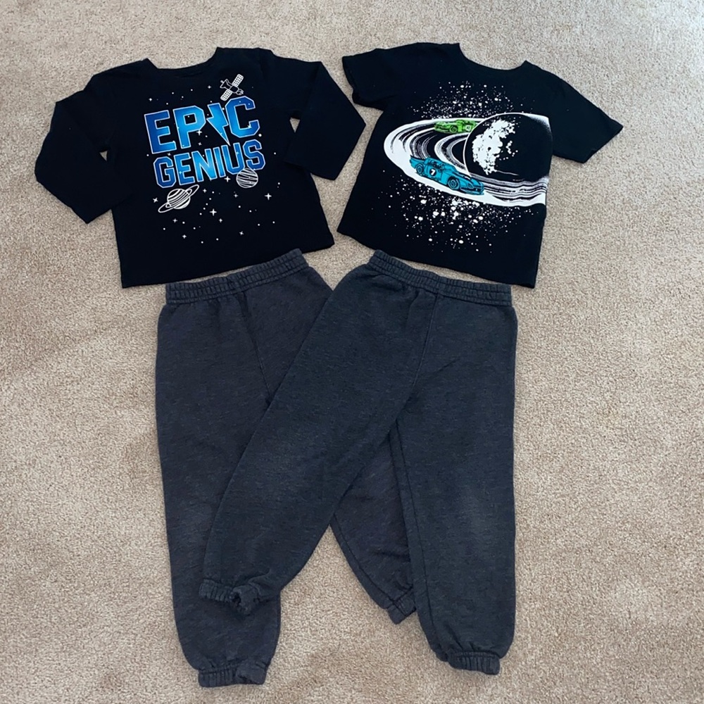 Toddler boy jogger & matching top sets. Size 4T.